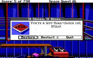 (still shot: Roger's remains packaged as USDA-approved ground meat. title: It Slices, It Dices... message: You're a less-than-choice cut, Wilco!)