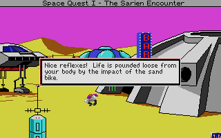(message: Nice reflexes! Life is pounded loose from your body by the impact of the sand bike.)