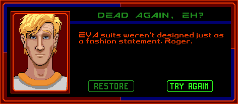 (message: EVA suits weren't designed just as a fashion statement, Roger.)