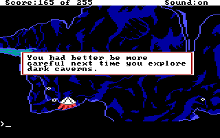 (message: You had better be more careful next time you explore dark caverns.)