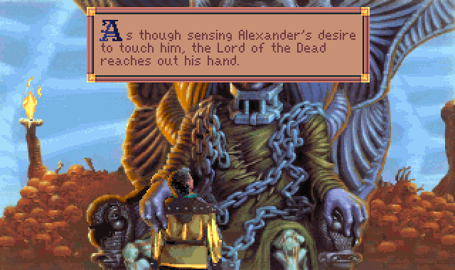(message: As though sensing Alexander's desire to touch him, the Lord of the Dead reaches out his hand.)