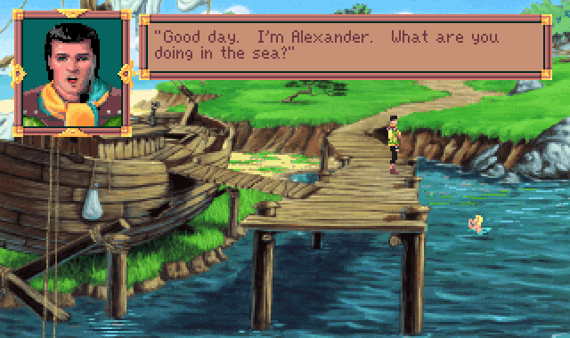 (Alexander: Good day. I'm Alexander. What are you doing in the sea?)