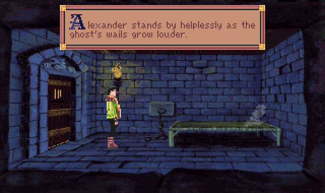 (message: Alexander stands by helplessly as the ghost's wails grow louder.)
