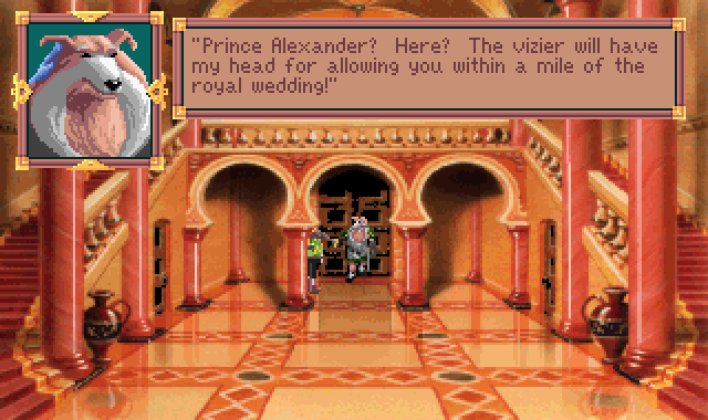 (Saladin: Prince Alexander? Here? The vizier will have my head for allowing you within a mile of the royal wedding!)