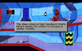 (message: The aliens observe their handiwork briefly before looking for others to process in similar fashion.)