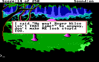 (message: I said ''No way! Roger Wilco isn't THAT lame!'' So anyway, don't make ME look stupid TOO.)